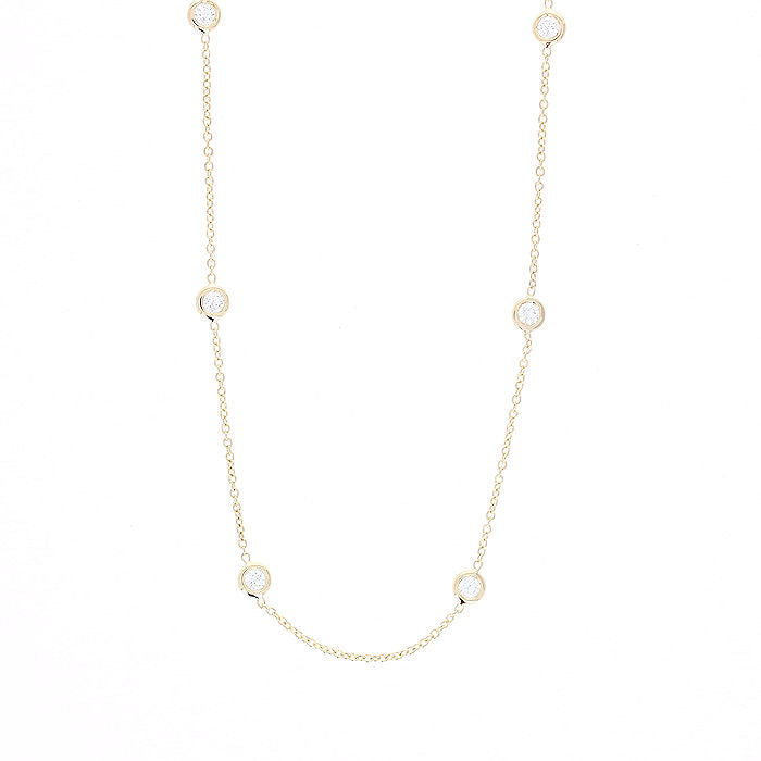 Ladies 14kt Yellow Gold 0.80cts Diamond By The Yard Necklace
