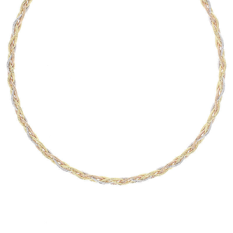 Ladies 18kt Tri Color Twist Necklace