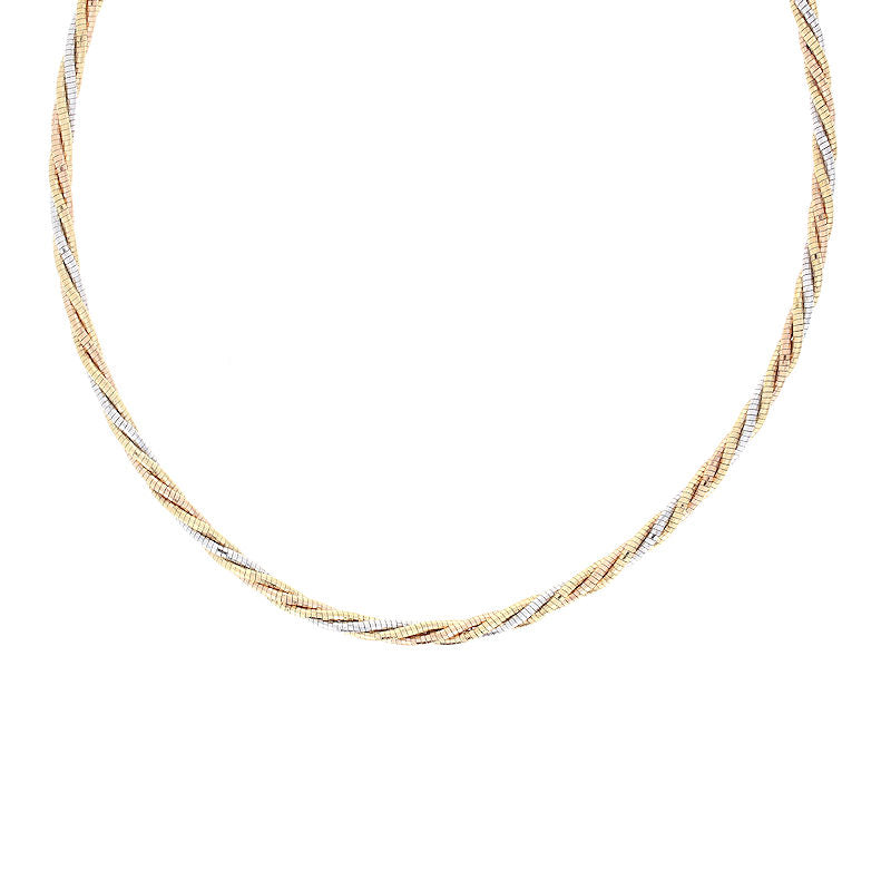 Ladies 18kt Tri Color Twist Necklace