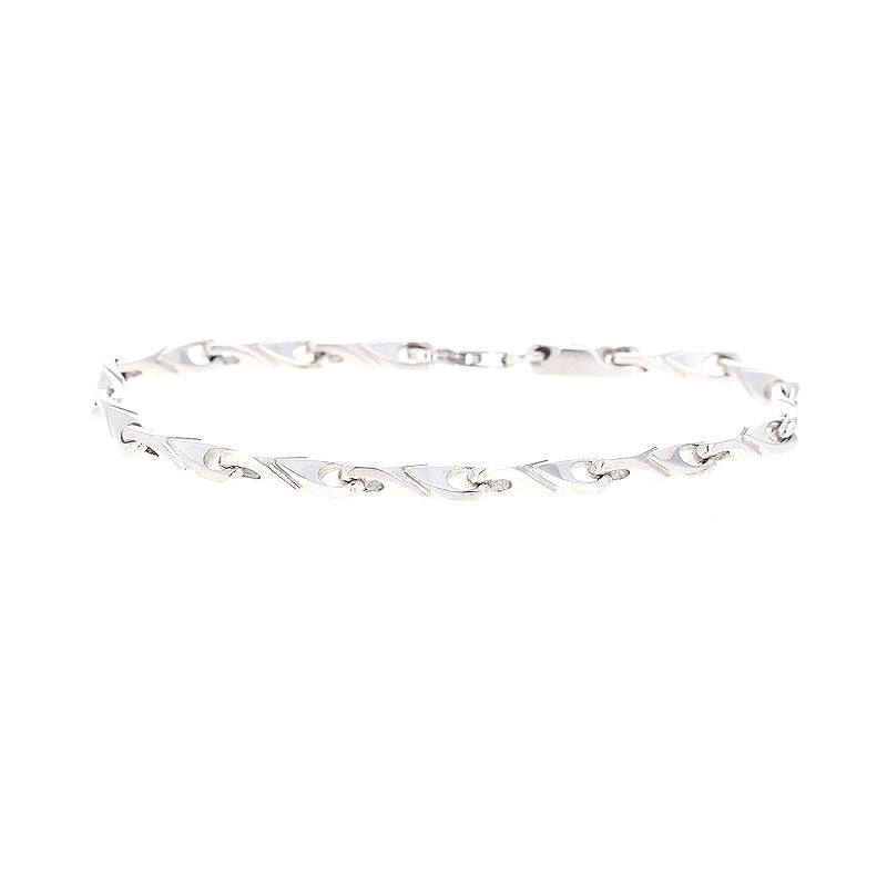 Ladies 14kt White Gold Fancy Link Bracelet 7" Long