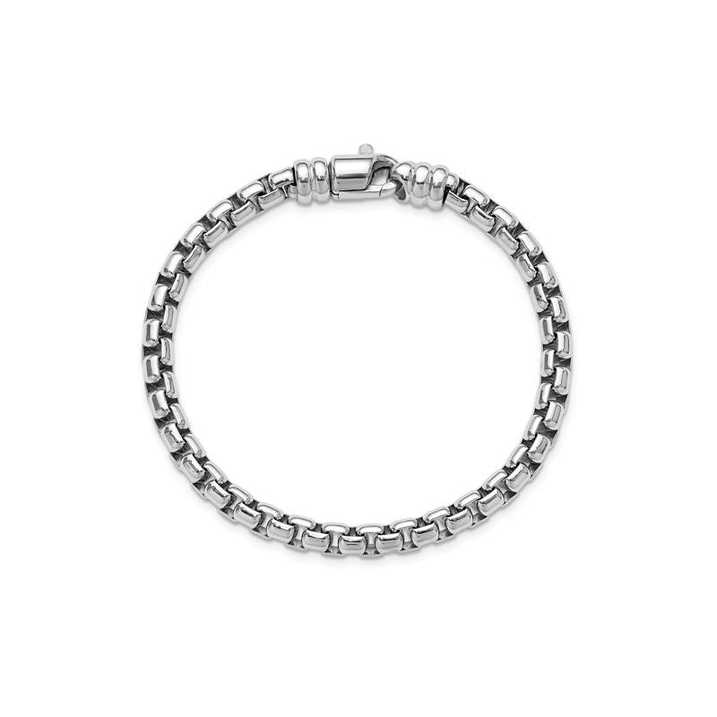 Mens Sterling Silver White Round Box Link Bracelet 7.5" Long
