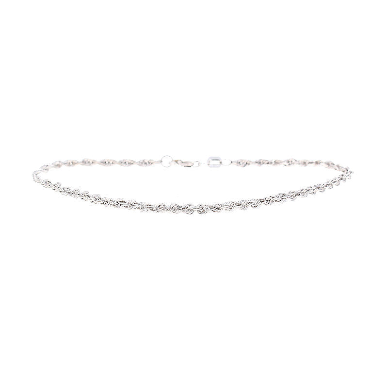 Ladies 14kt White Gold Diamond Cut Rope Chain 7 3/8" Long