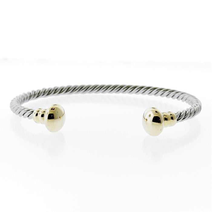 Ladies Sterling Silver and 18kt Yellow Gold Cuff Bracelet