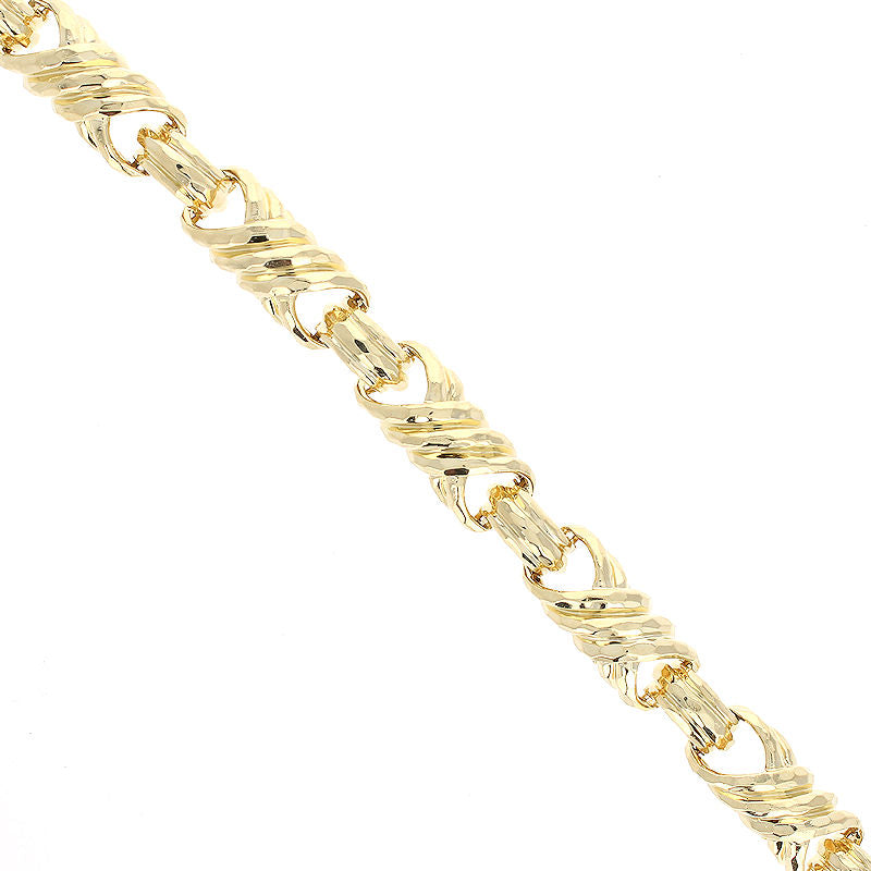 Ladies 18kt Yellow Gold Hammered Fancy Link Bracelet by Henry Dunay