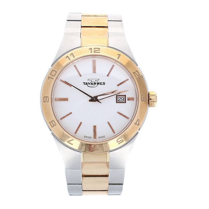 Mens Stainless Steel Rose Gold Plated Regale Sport Tavannes Quartz Watch Q09.107/2T2T01