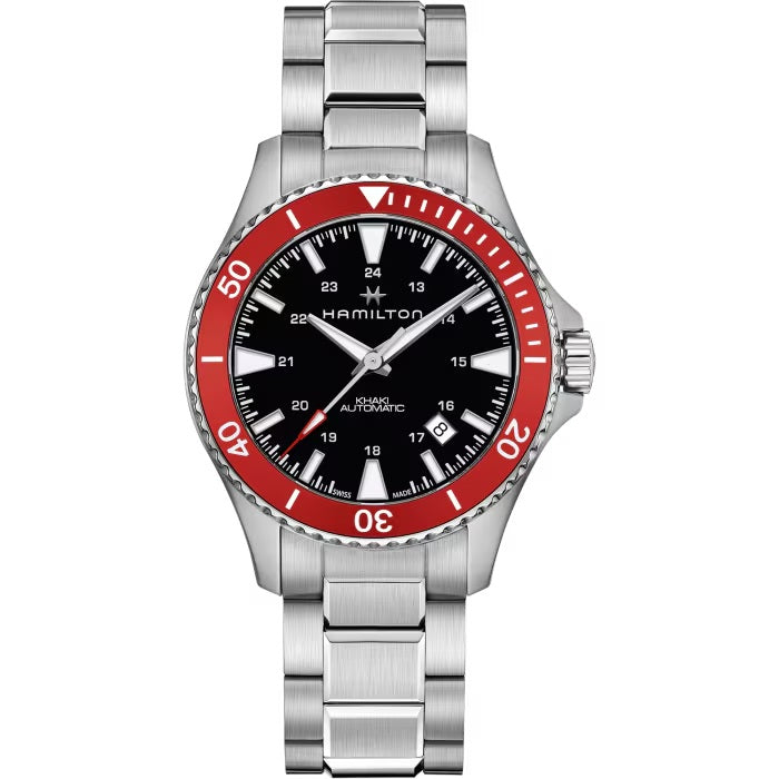 Mens Stainless Steel Khaki Navy Scuba Hamilton Automatic Watch H82405130