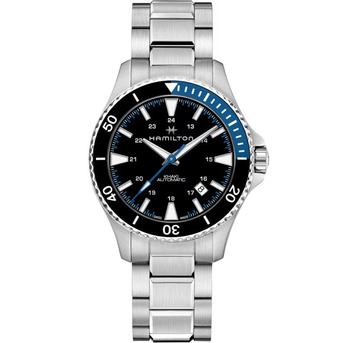 Mens Stainless Steel Khaki Navy Hamilton Automatic Watch H82315131