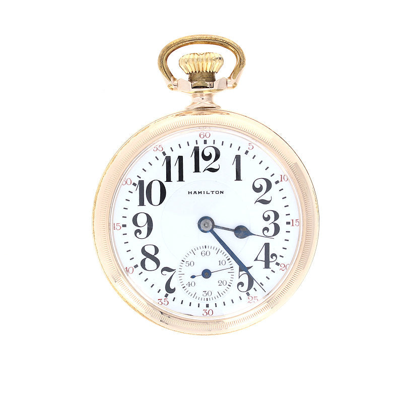 Hamilton 10kt Yellow Gold Filled Manual Wind  Open Face Pocket Watch Circa 1911