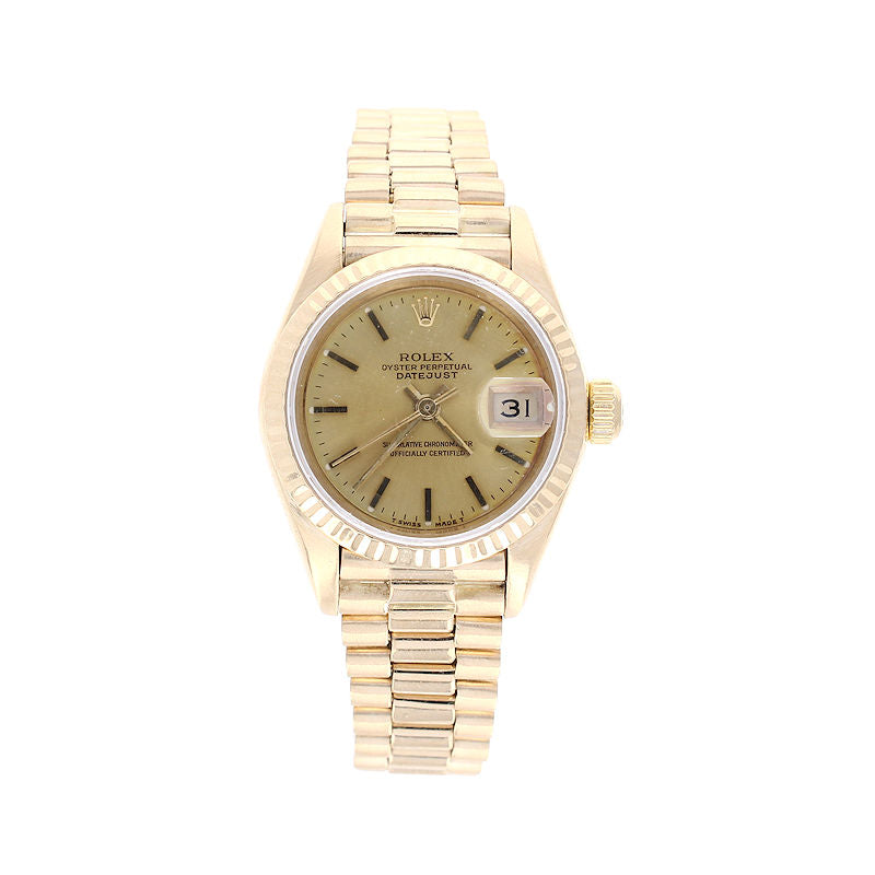 Ladies 18kt Yellow Gold President Model 26mm Automatic Rolex Circa 1985