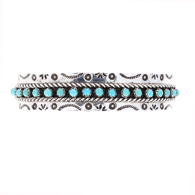 Ladies Sterling Silver Zuni Turquoise Cuff Bracelet