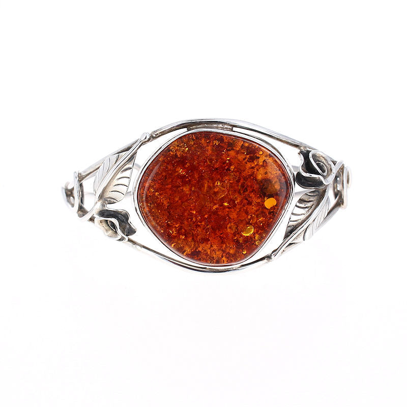 Ladies Sterling Silver Amber Cuff Bracelet
