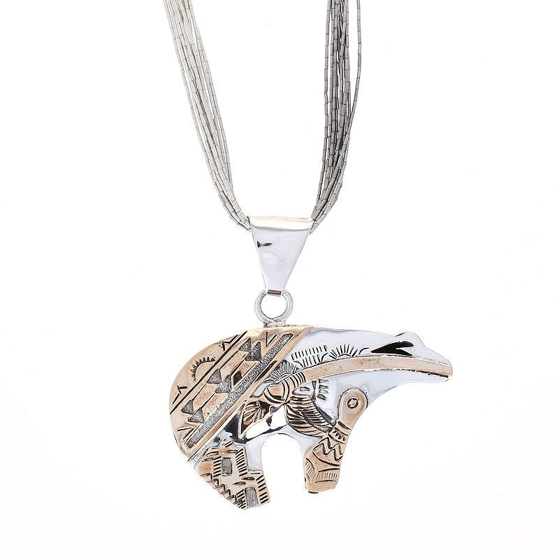 Ladies Sterling Silver and 14kt Yellow Gold Bear Pendant