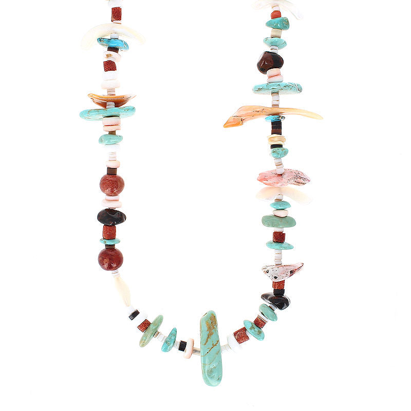 Ladies Sterling Silver Zuni Multi Gemstone Fetish Necklace