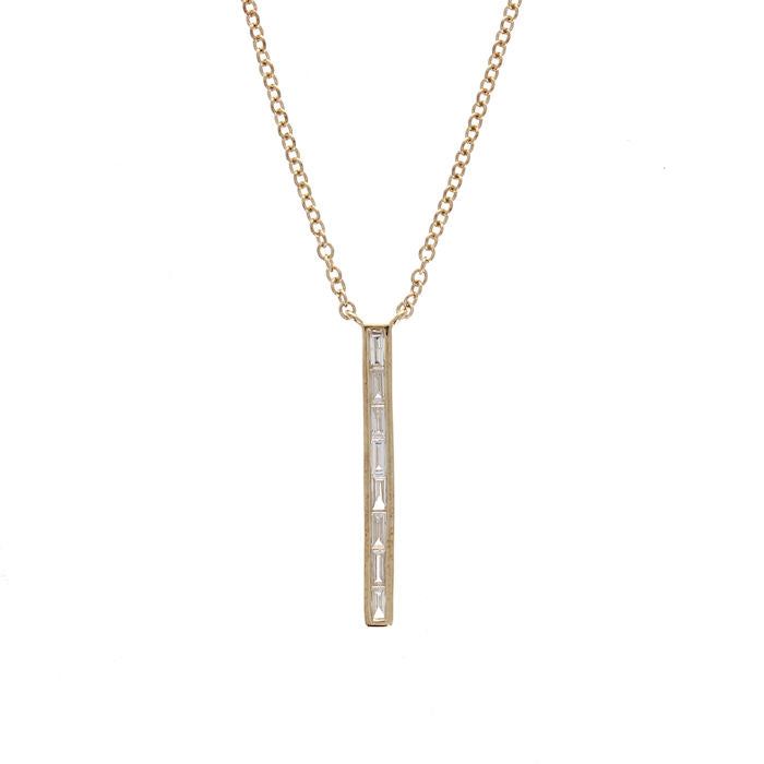 Ladies 14kt Yellow Gold  0.14ct Total Weight Diamond Bar Necklace