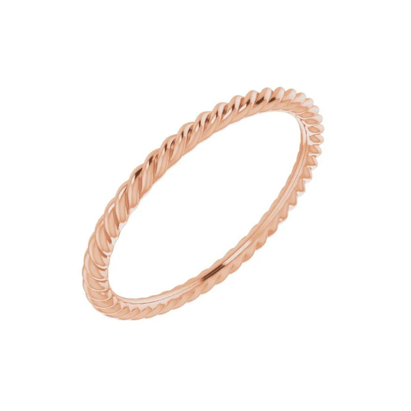 Ladies 14kt Rose Gold Rope Style Wedding Band