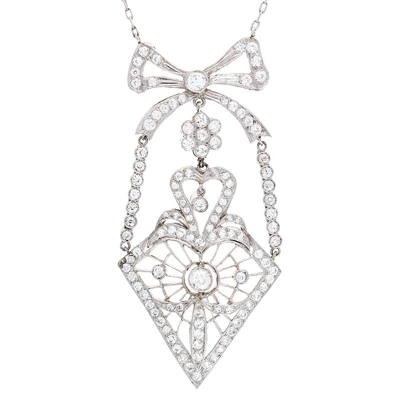 Ladies Platinum 2.84cts Diamond Necklace Circa 1910
