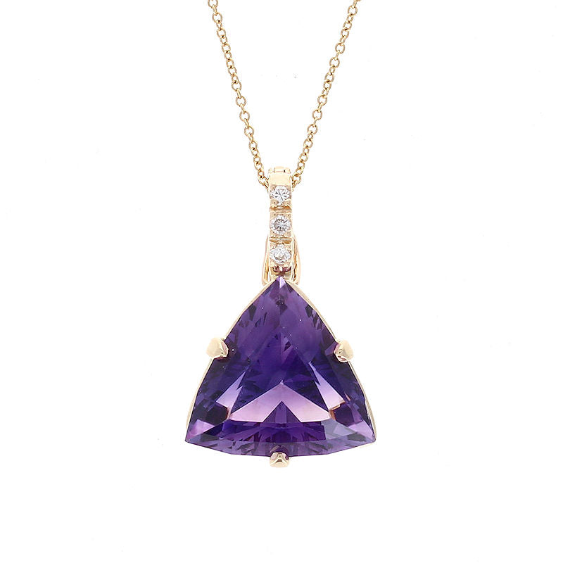 Ladies 14kt Yellow Gold 13.05ct Amethyst & 0.09cts Diamond Pendant